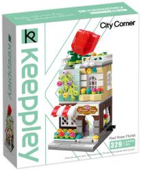 Qman C0104 Keepplay - Piros Rózsa Virágbolt építőjáték - 100% kompatibilis minden más kedvelt márkával