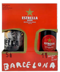 Estrella Pack (Díszdoboz 5 X 0, 33l üveg Damm +1 Pohár) - drinkair