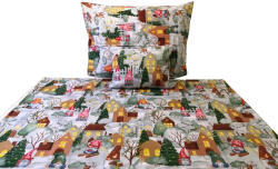  Karácsonyi ágynemű huzat szett Manófalva mintás 3 részes - 140x200 cm