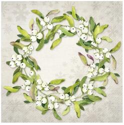 Ihr MISTLETOE WREATH papírszalvéta csomag 33x33cm, Szürke (L1062345)