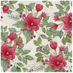 Ihr CHRISTMAS FLOWERS papírszalvéta csomag 33x33cm, Krém (L1059860)