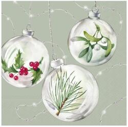 Ihr SHINY X-MAS papírszalvéta csomag 33x33cm, Zsályazöld (L1093226)