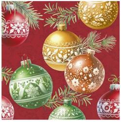 Ihr CHRISTMAS BUBBLES papírszalvéta csomag 33x33cm, Piros (L1088310)