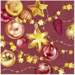 Ihr CHRISTMAS SPARKLES papírszalvéta csomag 33x33cm, Bordó (L1094211)