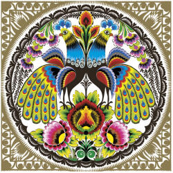 POL-MAK Állatos Folk Peacocks Gold szalvéta 20 db-os 33x33 cm (PKK058927)