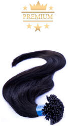 HairExtensionShop Prémium U-TIP Póthaj Natúrfekete Hőillesztéses Hajhosszabbításhoz 70cm (Szín #1b) (VUT701b)