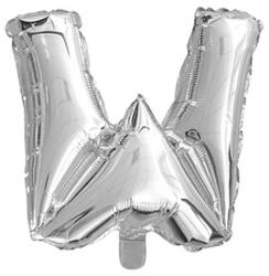  Ezüst színű, betű alakú fólia lufi, léggömb - W