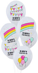  6 darabos latex lufi szett - Happy Birthday - Szivárvány