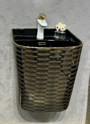  Lavoar suspendat, ceramica sanitara, finisaj auriu negru 40 x 38 x 45 cm P124EBG5 (C1315)