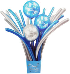  23 darabos lufi szett - Happy Birthday - Kék és ezüst