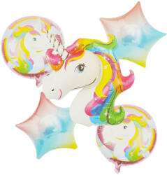  5 darabos fólia lufi szett - Unikornis - Szivárvány