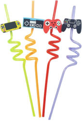  4 darabos műanyag szívószál szett - Videojáték