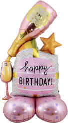  Álló fólia lufi - Nagy - Happy Birthday - Rózsaszín