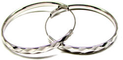 KARIKA BORDÁZOTT KARIKA ezüst fülbevaló - 40 mm (széles ezüst változat) (202510908)