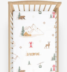 Goldea karácsonyi gyermek körgumis pamut lepedő kiságyba - zakopane 70 x 140 cm