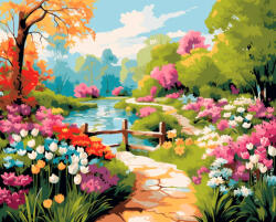 Alkotásutca Virágzó kert - Számfestő készlet kereten 40x50