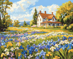 Alkotásutca Kék virágkert - Számfestő készlet kereten 40x50