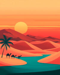 Alkotásutca Teve -sivatag - Számfestő készlet kereten 40x50