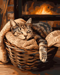 Alkotásutca Cukiság a kandallónál 1 - Számfestő készlet kereten 40x50