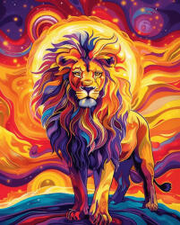 Alkotásutca Lángoló nap oroszlán - Számfestő készlet kereten 40x50