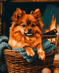 Alkotásutca Cukiság a kandallónál 2 - Számfestő készlet kereten 40x50