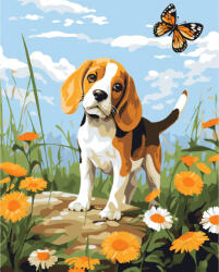 Alkotásutca Beagle és pillangó - Számfestő készlet kereten 40x50