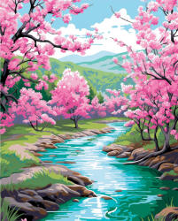 Alkotásutca Virágos patakpart - Számfestő készlet kereten 40x50