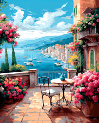 Alkotásutca Kék égbolt kikötője - Számfestő készlet kereten 40x50