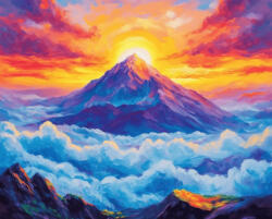 Alkotásutca Felhős hegycsúcs - Számfestő készlet kereten 40x50