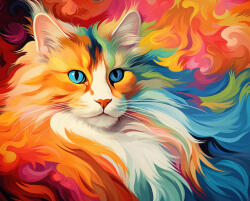 Alkotásutca Macska szivárvány - Számfestő készlet kereten 40x50