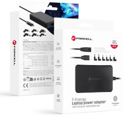 Forcell F-ENERGY E856 uniwersal laptop charger 90W USB C + 6 adaptors - black (5903396379192)