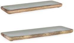 Bizzotto Set 2 tavi lemn maro email verde Knossos 38x12x2h, 46x15x2h (0550927) Tava