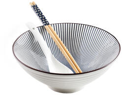 Ibili Set servire Ramen Ibili, 3 piese, portelan bambus, 21x8.5cm. 1.15 l, alb negru (IB-693410) Castron