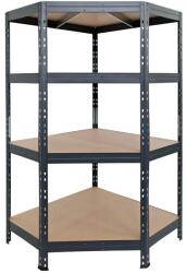 Hobby Raft metalic depozitare, de colt, 180 x 90 x 90 x 45 cm, gri, 4 polite, 250 kg/polita (hobded 1082961) Raft