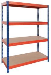 Hobby Raft metalic depozitare, 192 x 100 x 50 cm, albastru/portocaliu, 4 polite, 300 kg/polita (hobded1082967) Raft
