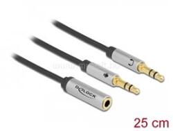 Delock Headset adapter 1 x 3, 5 mm-es 4-tűs anya sztereo jack - 2 x 3, 5 mm-es, 3-tűs apa sztereo jack (DL66740) (DL66740)