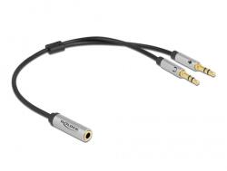 Delock 66740 audio kábel 0, 25 M 3.5mm 2 x 3.5mm Fekete, Ezüst (66740)