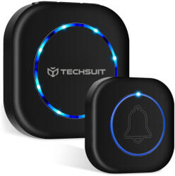 Techsuit Vezeték nélküli csengő (SU1) - Vízálló, 36 Egyedi dallam, 4 Hangerőszint, 5 Mód: Zene/Villogás - Fekete