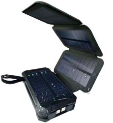 Linomag Napelemes Power Bank, 8000 mAh, 4 Panel, Lightning/USB-C Kábelekkel, Vízálló, Matt Fekete, 11.4 x 6.8 cm (86h)