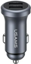 USAMS CC320 Aluminium 2.4A 2xUSB-A autós töltő szürke