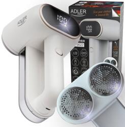 Adler Szöszeltávolító, Adler, duplafej, LCD képernyő, 3 sebesség, USB-C, tartály űrtartalma 140 ml, fehér/arany, akkumulátor 1800 mAh, teljesítmény 10 W (AD 9622 white)