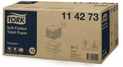 Tork Toalettpapír T3, Hajtogatott Premium Soft, 2 Réteg, Fehér, 252 Lap/Csomag