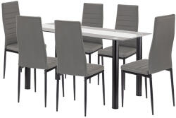 Leziter Denton 6+1 Étkezőgarnitúra - Szürke/Fekete, 140 cm Üvegasztal