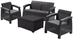 Keter Allibert Kerti rattan bútor készlet CORFU BOX Antracit (97/58)