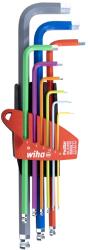 Wiha Imbuszkulcs készlet 9 db-os hosszú gömbvégű színkódolt + UV Prostar - Wiha (46555) (WH-46555)