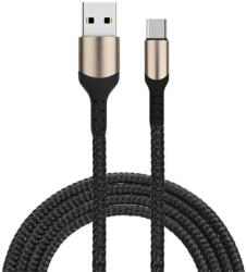 Thunder Germany MCS-C32B Textilborítású, extra-ellenálló USB-C Gyorstöltő (2m) - FEKETE