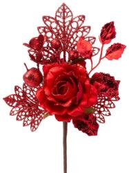  Ág MagicHome Karácsony, rózsával, piros, 25, 5 cm