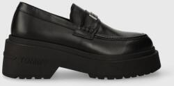 Tommy Jeans bőr mokaszin TJW CHUNKY LOAFER fekete, női, platformos, EN0EN02320 - fekete Női 40