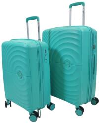 Touareg négykerekű kör bordás, polipropilén S, M zöld bőrönd szett-TG8002-2db - taskaweb