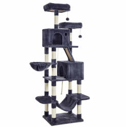 FEANDREA Luxus Macskafa 206 cm Füstszürke Plüss Többszintes Kaparófa (EUZ-PCT190G01V1)
